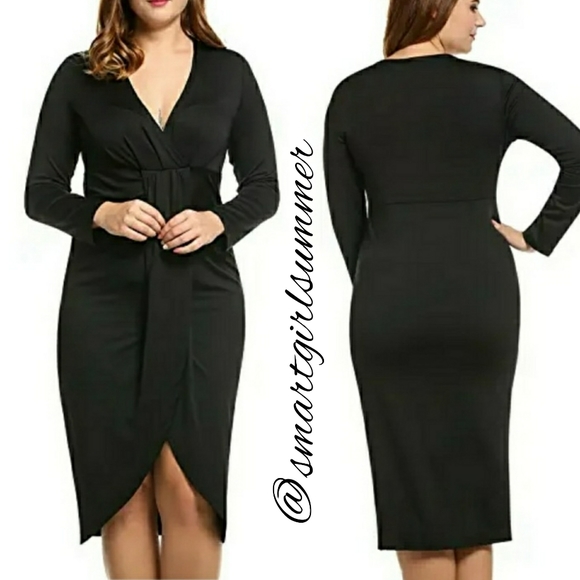 🆕⭐Plus size Black faux wrap dress⭐ - Picture 1 of 7